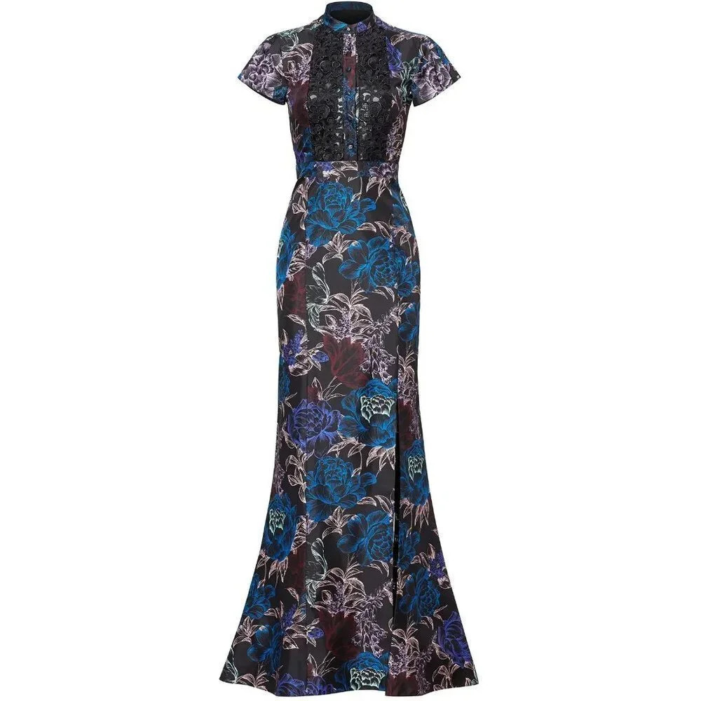 Emanuel Ungaro Black Floral Wisp Chiffon Formal Dress $2280 - Picture 7 of 13
